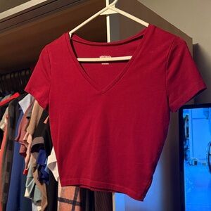 Wild Fable Red V-Neck Crop Top